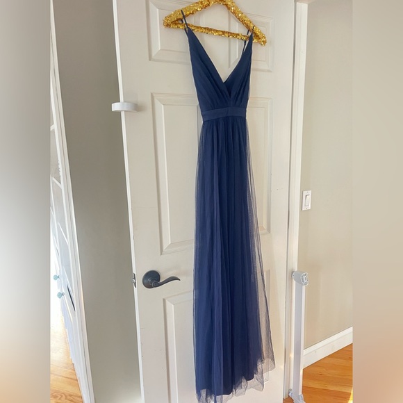 Lulus Maniju Rare Beauty Navy Tulle Backless Maxi Dress - Picture 5 of 10